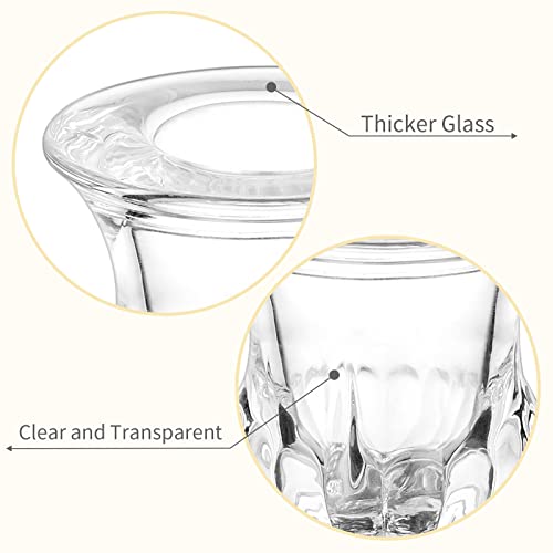 Romadedi Glass Taper Candle Holders - Clear Small Candlestick Holder Bulk, Thicker Glass Candle Sticks Set for Wedding Christmas Party Dining Table Table Centerpiece Decor, 2Pcs
