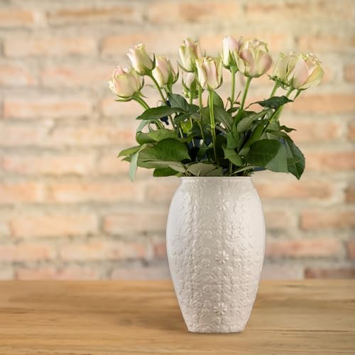 Belleek Field of Shamrocks Vase - White Flower Vase Handcrafted Fine Parian China Irish Decor, 6.3" W x 10" H