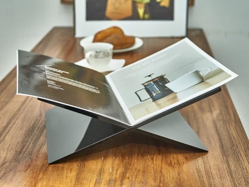 Honygebia Black Acrylic Book Stands - Cross Frame Acrylic Book Holder, Open Bookstand for Display and Reading, Suitable for Art, Bible, Cookbook, Easel, Magazine, Textbooks 12.5" x 9.5" x 5.5" - color: Black