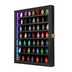 VERANI Minifigure Display Case with LED - Miniature Action Figure Display Box - Lockable Wall Mount Figures Memorabilia Display Cabinet for with Uv Protected Anti Fade with Light for Small Objects - size: Large Black with LED