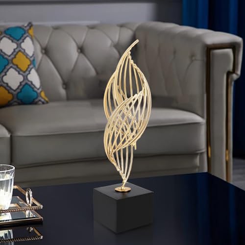 Sorandy Fortune Attracting Ornaments Modern Metal Sculpture, Iron Luxury Abstract Art Statue Decorative for Home, Living Room, Bedroom, Office, Shelf, Table Decor (Black Base)