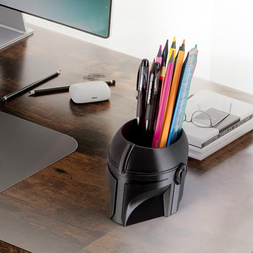 Cool Helmet Pen Holder, Armor Figurine Pencil Holder for Office Desk Decor, 3D Printed, Black, Durable and Fun Gift Idea - color: Black, size: Helmet
