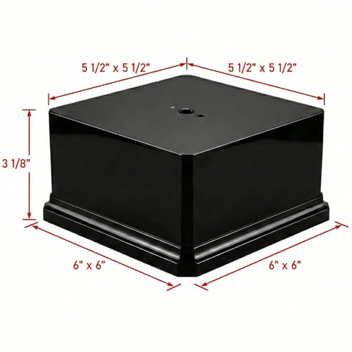 Premium Black Gloss Display Base – Weighted Square Pedestal for Trophies, Sculptures, 3D Prints, & Crafts – Heavy-Duty Riser Stand (6x6x3.125 inch) - size: 6x6x3.125 inch