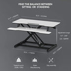 FITUEYES Height Adjustable Standing Desk 36” Wide Sit to Stand Converter Stand Up Desk Tabletop Workstation for Laptops Dual Monitor Riser White SD309103WW - color: White
