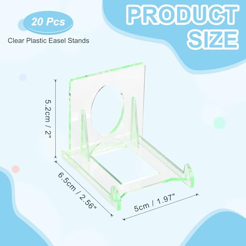 uxcell 20 Pack Book Display Stands, 2" Adjustable Display Holder Mini Clear Easel Collector Stand for Displaying Comics, Magazines, Postcards, Art works, DVDs, Medals, Green - color: Green