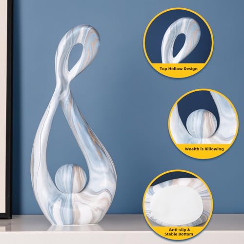 Blue Table Decor Sculptures Home Decor, Ceramic Statue Living Room Decoration, Abstract Art Sculpture Table Centerpieces, Modern Shelf Entryway Coffee Table Decor - color: Blue Marble 2