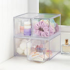 STORi Chloe Space-Saving Clear Drawer Organizer (4 Tall Drawers) Sort Office, Kitchen, Beauty Supplies, Makeup, Pens, Jewelry, Stationary, Made in USA - style: 3.5"W x 3.5"H Drawers (Set of 4)