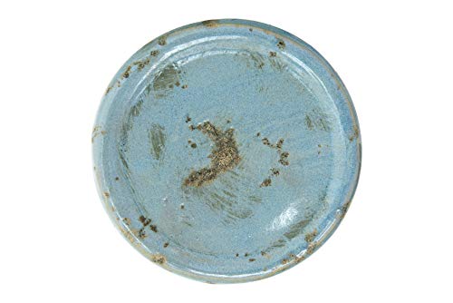 Creative Co-Op Small Distressed Blue Terracotta Pillar Candle Holder - color: Blue, size: 4.5" W x 5.25" H