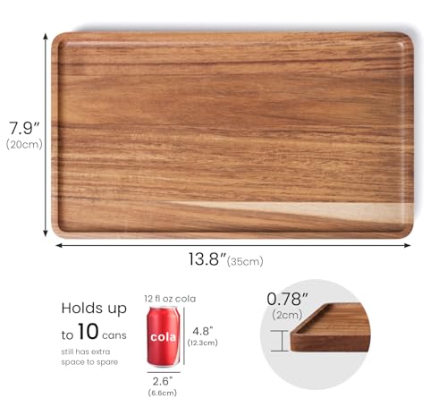 VERTORGAN Acacia Wood Serving Tray,13.8x7.9 Inch Decorative Trays Platter for Coffee Table,Living Room,Bar,Party,Mini Charcuterie Boards Cheese Board,Home Decor - style: 13.8*7.9in