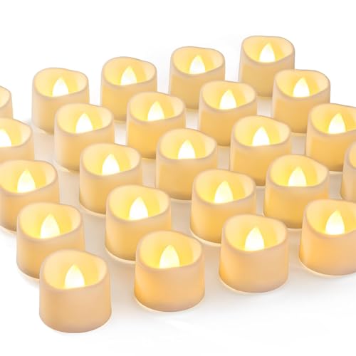 Homemory 72-Pack Novelty Flickering Flameless Tea Lights, 200+Hours Battery Operated, Fake Electric LED Votive Candles for Small Wedding Table Centerpieces, Proposals, Anniversaries - color: Warm White Glow, White Base, size: Pack of 72