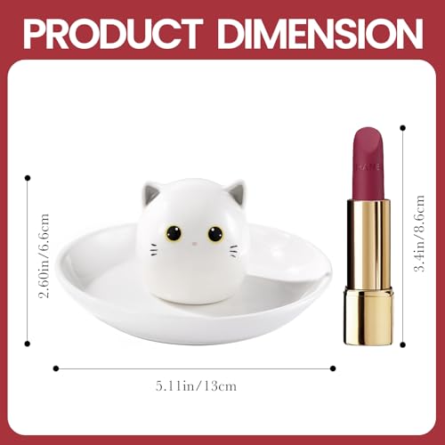 Cat Mom Gifts for Women, Kitty Cat Ring Holder for Jewelry, Jewelry Tray Dish Rings Bracelets Earrings Trinket Tray, Mother's Day Birthday Wedding Christmas Gifts - style: White Cat