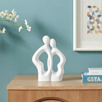 Danya B Hans White Abstract Embrace Couple Decorative Accent Matte Ceramic Sculpture Figure Set