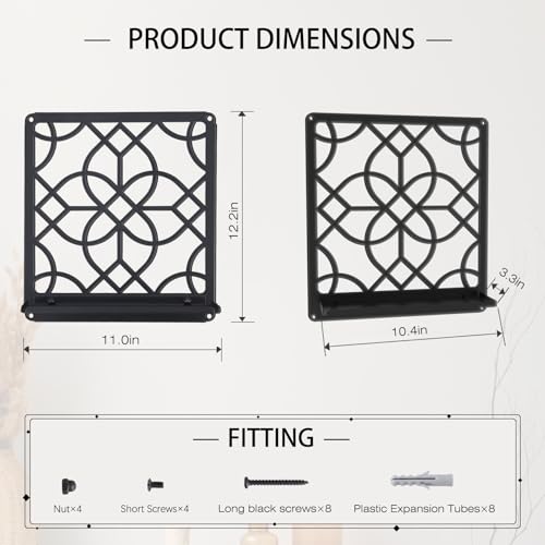 OYEFLY Metal Wall Candle Holder,Black Farmhouse Rustic Wall Art Decor (Style 1, Large) - size: Large