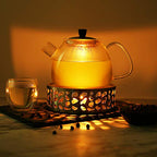 Simtive Teapot Warmer, Brushed Stainless Steel Tea Warmer with Tealight Holder, Silver - size: 5.9 in-Silver