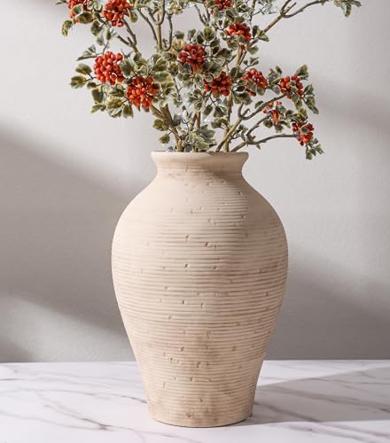 Ceramic Flower Vase Home Decor, 9 in Farmhouse Table Vase Retro Vintage Living Room Kitchen Bedroom Decoration Pottery Decorative Vases for Flowers Shelf Office Coffee Desk Dining Entryway, Rustic - color: 9 in - Rustic