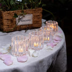 10Pcs Clear Glass Candle Holders - Decorative Ribbed Votive Candle Holders for Warm Glow, Tealight Candle Holder for Wedding Centerpieces Dinner Party Table Decor (for Candles Under 1.8")