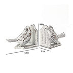 Jemeni Bird Book Ends for Shelves, Cast Iron Birds Book Ends for Shelves, Cute Bookends Decorative, Heavy Duty and Unique Decorative for Heavy Books, White Finish