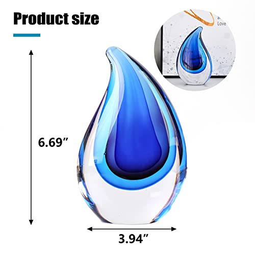 Yao Yuan Hand-Blown Murano-Style Glass Sculpture Decor Statue and Figurine - Wonderful Gift, Blue - color: Blue
