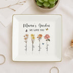 Personalized Mama's Garden Jewelry Tray, Grandma‘s Garden Birth Month Flower Jewelry Dish; Personalized Mom Trinket Tray, Grandma Shower Keepshake, for Grandma Mama 7 - color: Jewelry Dish 6