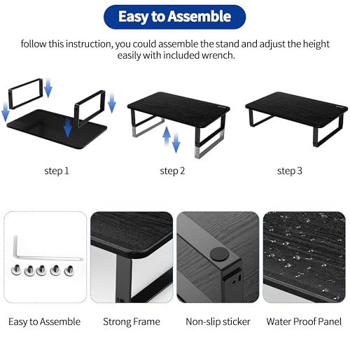 BESIGN MS01 Monitor Stand Riser, Height Adjustable Laptop Stand, Computer Monitor Stand for Monitor, Computer,Laptop,Printer (Black) - color: Black