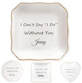 Custom Ceramic Ring Dish, Personalized Jewelry Tray with Text, Earrings Necklaces Bracelet Watch Keys Trinket Holder, Mothers Day Bridesmaid Bestie Gift for Women - color: Three Line Text