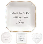 Custom Ceramic Ring Dish, Personalized Jewelry Tray with Text, Earrings Necklaces Bracelet Watch Keys Trinket Holder, Mothers Day Bridesmaid Bestie Gift for Women - color: Three Line Text