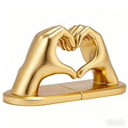 1Pair/2Piece Gold Heart Hands Book Ends, Non-Slip Heavy Duty Bookends for Shelves, Unique Sculptural Book Stopper for Home Bedroom, Living Room & Office Desk Decor