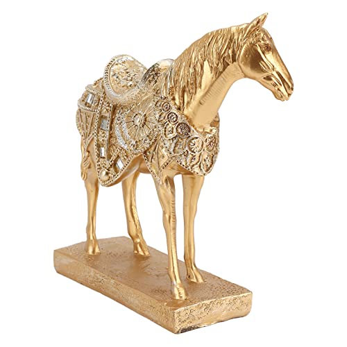 Horse Sculpture Statue, Rearing Art Figurine Decorative Sculpture Home Decor Accent Piece Ornament, Gold Horse Statue Decor for Home Decor, Office Display