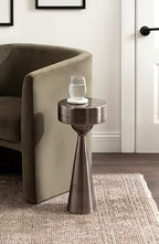 Kate and Laurel Solbrett Modern Sophisticated Metal Drink Table, 10 x 10 x 22, Gunmetal, Contemporary Mini Pedestal Table with Unique Sculptural Design for Use as Indoor Plant Stand - color: Pewter