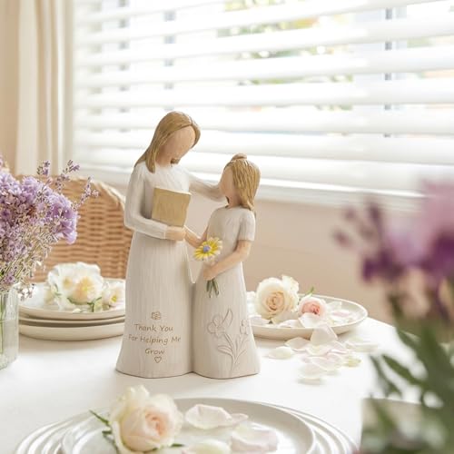 Teacher Gifts for Women, Teacher Appreciation Gifts, Gift for Teachers, Thank You Gifts for Teacher, Solid Resin Sculpture of Teacher and Student Figures, Includes a Greeting Card - Pale Yellow - color: Light Yellow