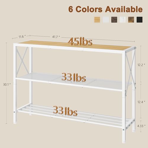 Hoctieon Industrial Console Table, 3 Tier Entryway Tables, Hallway Desk, Narrow Sofa Tables with Shelves, Entrance Table for Entryway, Living Room, Foyer, Hallway, Office, Oak Beige - color: Oak Beige