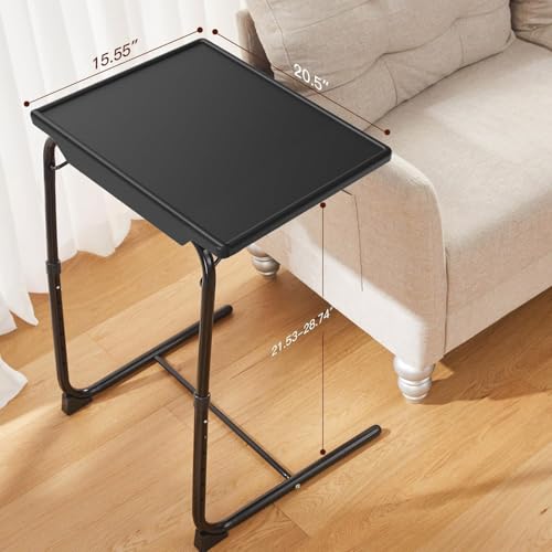 HUANUO TV Tray, Adjustable TV Tray Table - TV Dinner Tray on Bed & Sofa, Comfortable Folding TV Tray with 6 Height & 3 Tilt Angle Adjustments (Black) - color: Black