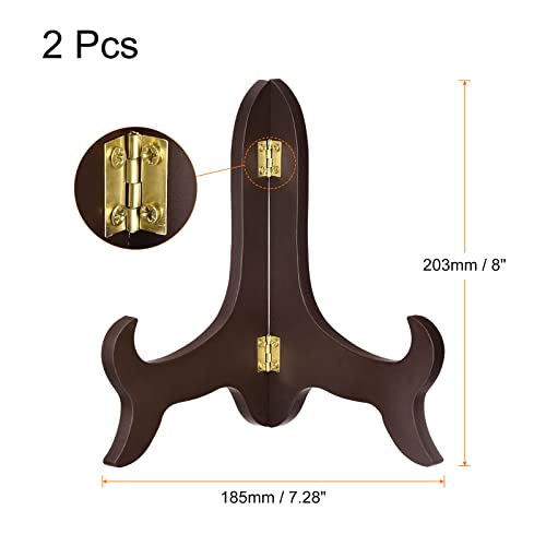 uxcell 2pcs 8" Easel Plate Holder, Wooden Folding Display Stand Brown for Decorative Picture Frame - color: Brown, size: 8"