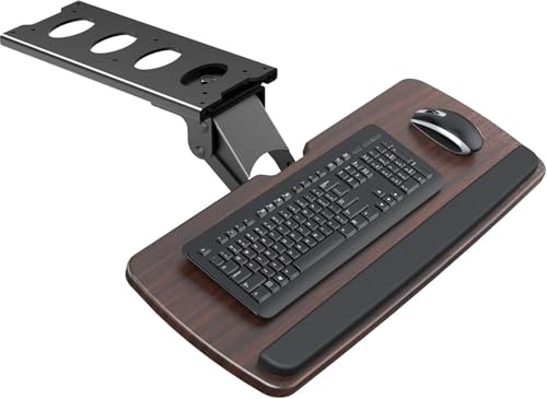 HUANUO Keyboard Tray Under Desk, 360 Adjustable Ergonomic Sliding Keyboard & Mouse Tray, Under Desk Keyboard Tray Slide Out, Keyboard Holder Under Desk for Typing in Home, Office Work, 25"W x 9.84"D - color: Brown