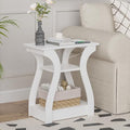 FROMJBEST End Tables Living Room, White End Table with Charging Station,White Side Table, Nightstand for Bedroom, 3 Tier End Table with Storage Shelf for Living Room - color: White01