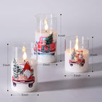 Eywamage Christmas Glass Flameless Candles with Remote, Flickering LED Pillar Candles Holiday Table Decor Gift Set of 3 - color: Red Truck