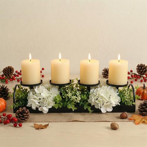 Rectangular Candle Holder, Black Metal Candle Stand | Modern Multi-Candle Display | for Dining Table, Bar Top Decor | Length 36CM/14.2 Inches