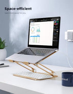 Lamicall Adjustable Laptop Stand, Portable Laptop Riser, Aluminum Laptop Stand for Desk Foldable, Ergonomic Computer Notebook Stand Holder for MacBook Air Pro, Dell XPS, HP (10-17.3'') -Gold - color: 5-Gold