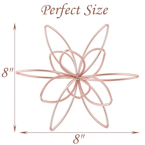 8" Metal Sphere Decor, Metal Floral Tabletop Sculpture, Abstract Tabletop Decorative Spheres for Home Decor (Rose Gold) - color: Rose Gold-8in