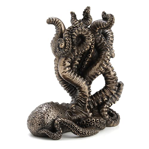 Veronese Design 5 3/8" Tall Corner Room Octopus Resin Statue Bronze Finish Single Shelf Bookend