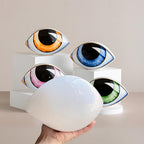 Blue Evil Eye Statue, Creative Devil's Eye Figurines,Ceramic Eye Crafts, Modern Sculptures Desktop Ornaments, Home Living Room Decorative (Green)