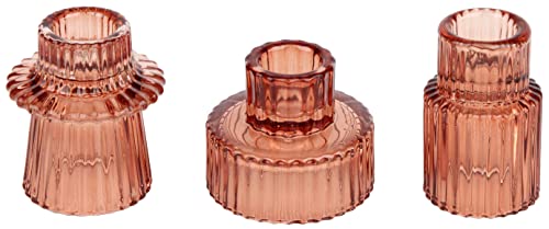 Vixdonos Glass Candlestick Holders Tealight Candle Holders for Table Centerpieces, Wedding Decor and Dinner Party (3 Pcs, Reddish Brown) - color: Reddish Brown, size: 3 Pcs