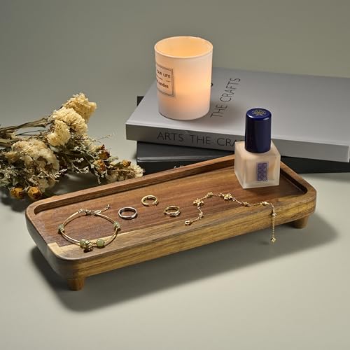 Bathroom Tray for Counter,Vanity Tray,Soap Dispenser Tray for Kitchen Sink, Kitchen and Home Decor (Acacia) - color: Acacia-large