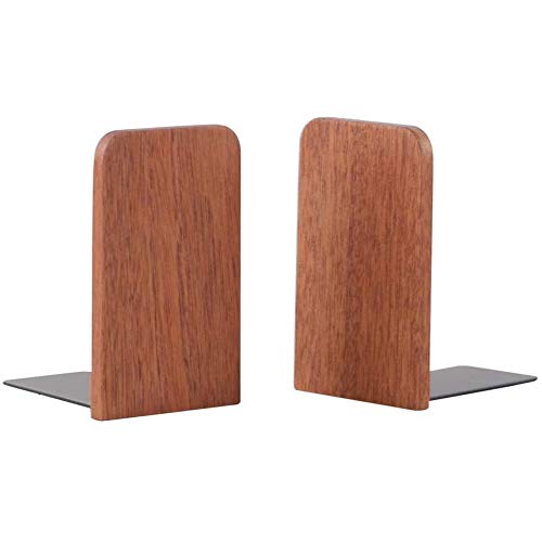 Muso Wood Book Ends for Shelves, Non-Slip Bookends, Heavy Duty Wooden Bookend Support for Books and Movies (Sapele 2 Pairs) - color: Sapele-2 Pairs