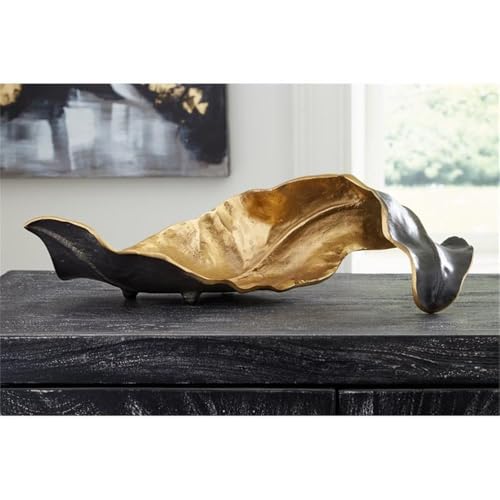 BOWERY HILL Metal Sculpture, 6" H x 20" W x 8" D, Black and Gold Finish, Decorative Statuette, Modern Home Accent for Living Room, Office or Display