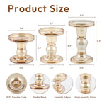 Glass Candle Holders, Set of 3 Candle Holders for Pillar Candles, Candlestick Holder for Pillar Taper TeaLight Candles, Table Centerpiece for Wedding Dining Living Room Home Decor