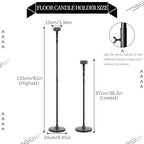 Floor Candle Holder Centerpieces for Tables,3Pcs Black Candle Holder for Pillar Candles Matte Metal Candlestick Set for Wedding Party Home Candles Holder for Ceremony Mantel Decor (Adjustable Height