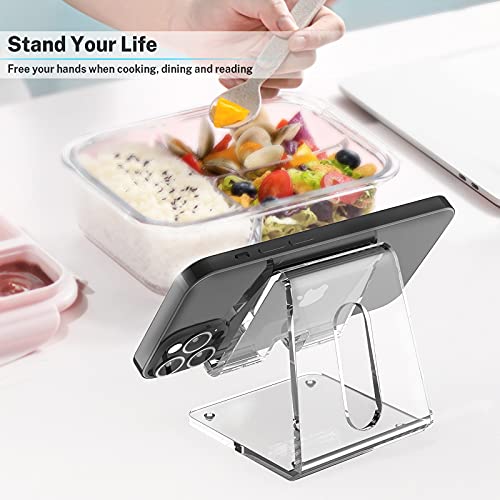 Crpich Acrylic Cell Phone Stand, Portable Clear Phone Stand for Desk, Compatible with Phone16 15 14 13 Pro Max Mini 12 11 Plus SE, Switch, Android Smartphone, Pad, Tablet, Desk Accessories - color: 1-Clear, size: 1 Pack
