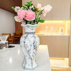 Modern Decorative Vase,Silver Flower Vase for Home Decor with Rhinestone,30 cm Luxury Ceramic Vase for Centerpiece,Living Room,Bedroom,Large Flower Vase - style: 30cm Sliver--Beads