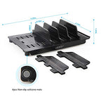 Adjustable Universal Multi Device Organizer Dock Stand Holder, Tablet Cell Phone Desktop Stand for iPhone Samsung Galaxy Google Nexus Kindle (Black)- No Charging Port - color: Black
